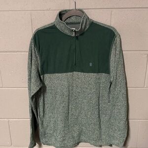 Izod Men's Heathered Green Zip-Up Sweater